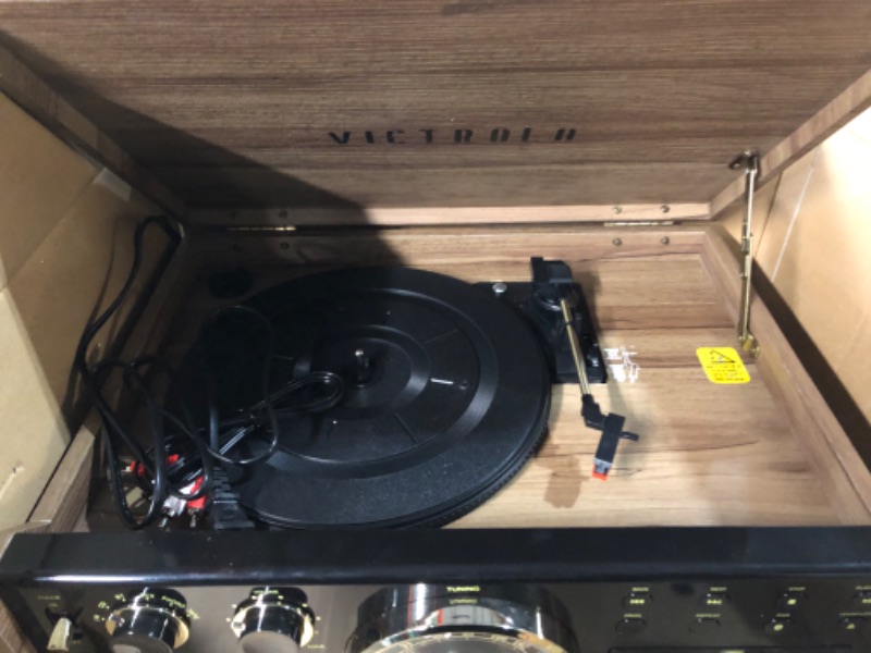 Photo 4 of (READ FULL POST) Victrola Empire Mid-Century 6-in-1 Turntable with 3 Speed Record Player, Bluetooth Connectivity, Radio, Cassette and CD Player