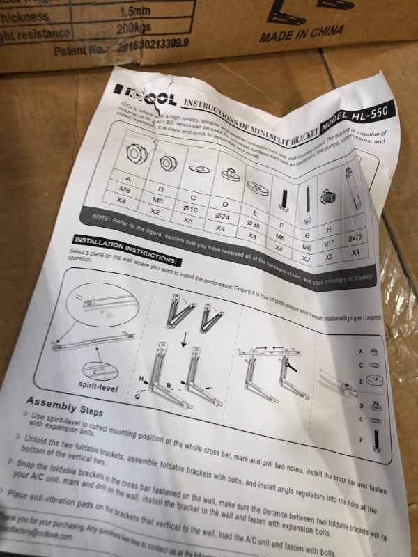 Photo 4 of ICOOL Outdoor Wall Mounting Bracket for 9000-36000 BTU Universal Mini Split Ductless Air Conditioner Heat Pumps, Compressors & HVAC Systems, Heavy Duty Foldable Wall Mount Condenser Bracket