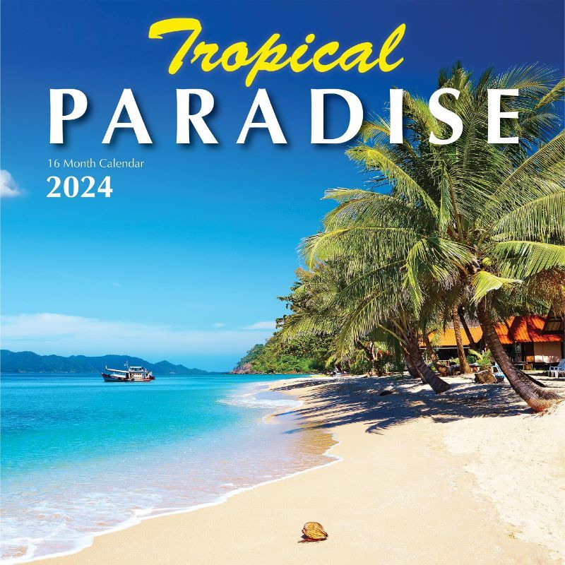 Photo 1 of * 2 PACK, NO RETURNS * 2024 Tropical Paradise Beaches Hangable Wall Calendar Monthly - Beautiful Scenic Nature Travel Ocean Beach Photography Photo Gift Organizing Planning