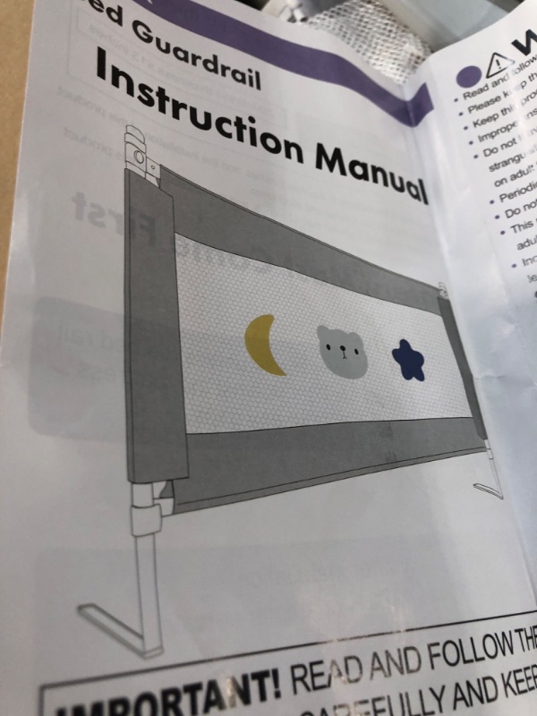 Photo 4 of * FOR PARTS ONLY * Bed Rails for Toddlers, 79'' Extra Long Toddler Bed Rails for Kids, Height Adjustable Baby Bed Rail Guard for King, Queen Size Bed(1 Side, Grey)