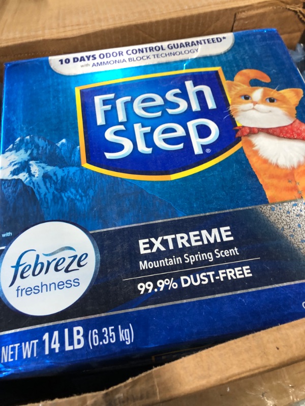 Photo 2 of * PACK OF TWO, NO RETURNS * Fresh Step Clumping Cat Litter, Extreme Odor Control, Mountain Spring Scent With Febreze, 14 lbs