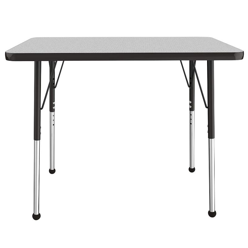 Photo 1 of ***Missing one leg***Factory Direct Partners 10020-GYBK 30" x 48" Rectangle T-Mold Kids Classroom Adjustable Activity Table with Standard Leg and Ball Glides - Gray/Black