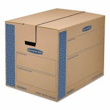 Photo 1 of Bankers Box® SmoothMove Prime Large Moving Boxes, 24"L x 18"W x 18"H, Kraft/Blue, 6/Pack