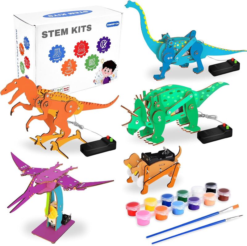 Photo 1 of 5 in 1 STEM Kits for Kids Ages 8-12, 3D Wooden Puzzle Dinosaur Model kit, STEM Project DIY Assembly Dinosaur Building Toys Birthday Christmas Gifts for Boys Girls