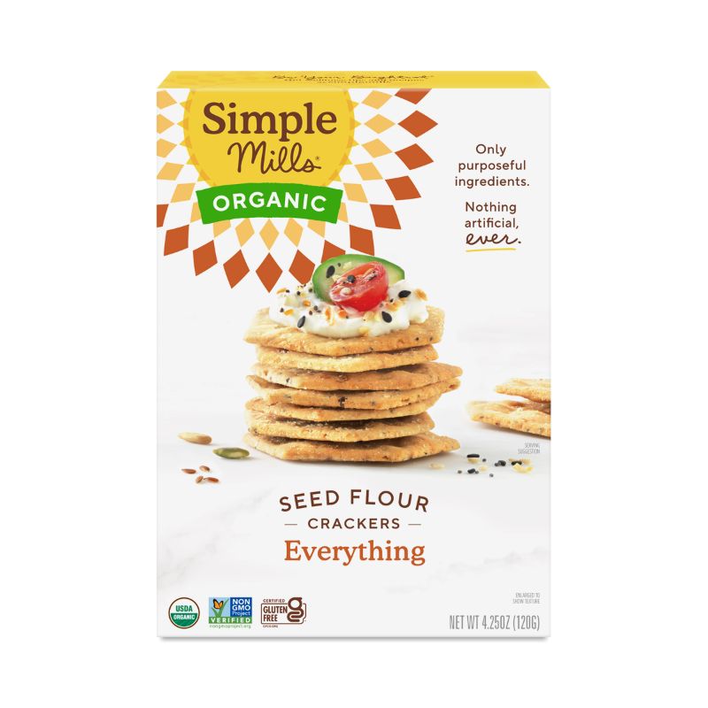 Photo 1 of ***NO REFUNDS**3 PACK Simple Mills Organic Seed Flour Crackers Everything 4.25 Oz