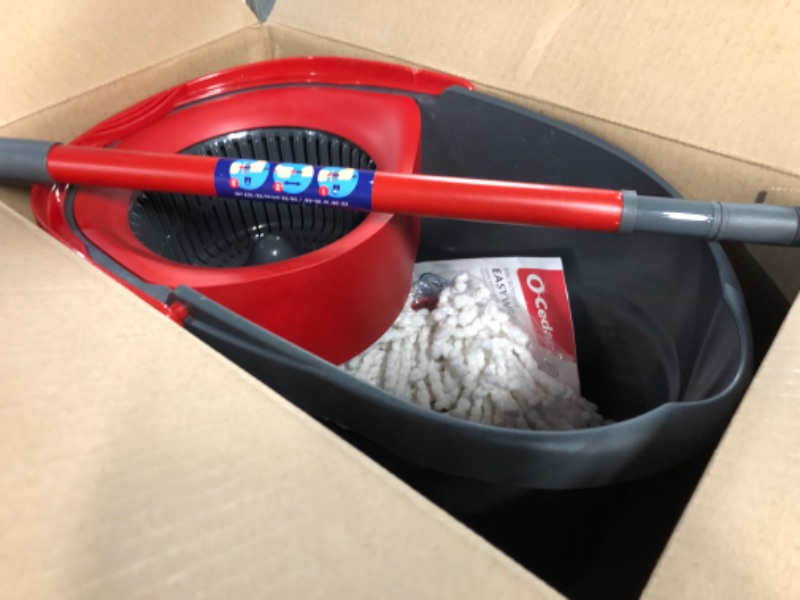 Photo 2 of (READ FULL POST) O-Cedar EasyWring Microfiber Spin Mop, Bucket Floor Cleaning System, Red, Gray Spin Mop & Bucket