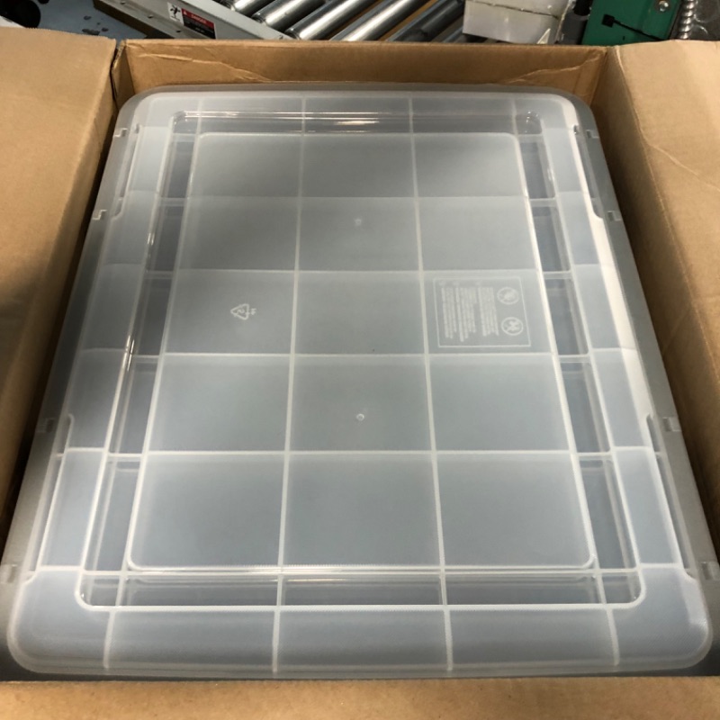 Photo 3 of ***Damaged**IRIS USA 46.6 Quart WEATHERPRO Plastic Storage Box with Durable Lid and Seal and Secure Latching Buckles, Weathertight, Clear with Black Buckles, 2 Pack 46.6 Qt. -2 Pack