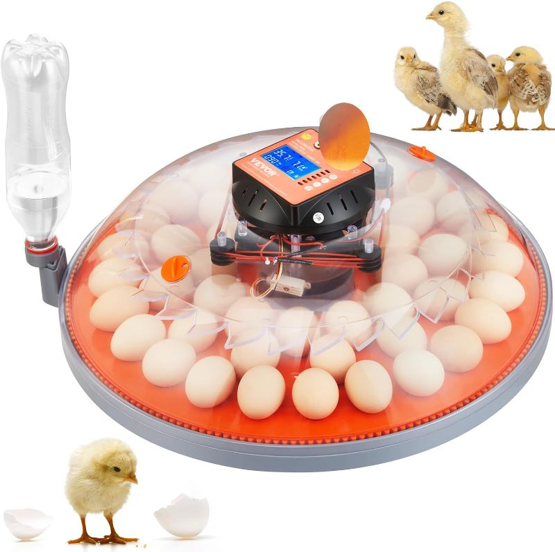 Photo 1 of 8 Incubators for Hatching, 360°Automatic Egg Turner with Temperature and Humidity Display, Poultry Hatcher with ABS Transparent Shell for Chicken, Duck, Quail, Grey