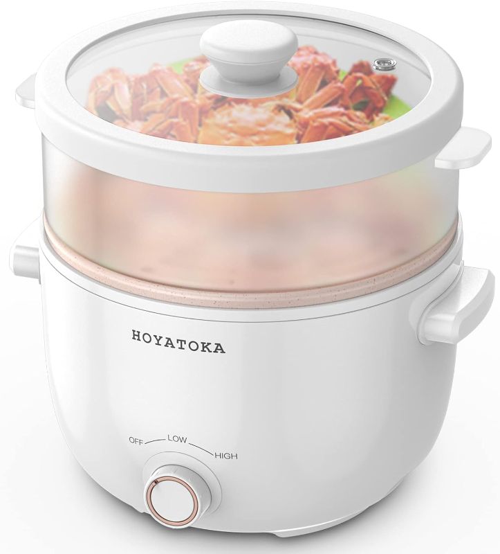 Photo 1 of **NO POWER CORD***Electric Hot Pot, 2L Portable Non-Stick Electric Cooker with Steamer, Mini Electric Pot Ramen Cooker for Sauté, Stir Fry, Steak, Eggs, Oatmeal, Ramen, Soup for Dorm, Office, White