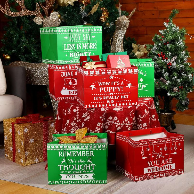Photo 1 of 24 Pcs Jumbo Christmas Gift Bags Bulk 15 x 11 x 11 Inch Large