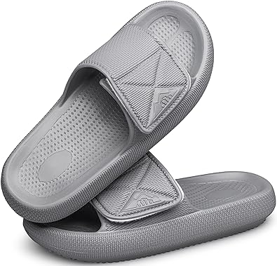 Photo 1 of CUYIOM Women's Thick Sole Slide Sandals Cloud Slippers For Men Cushioned Bathroom Sandals Adjustable Pillow Slippers W14/M11