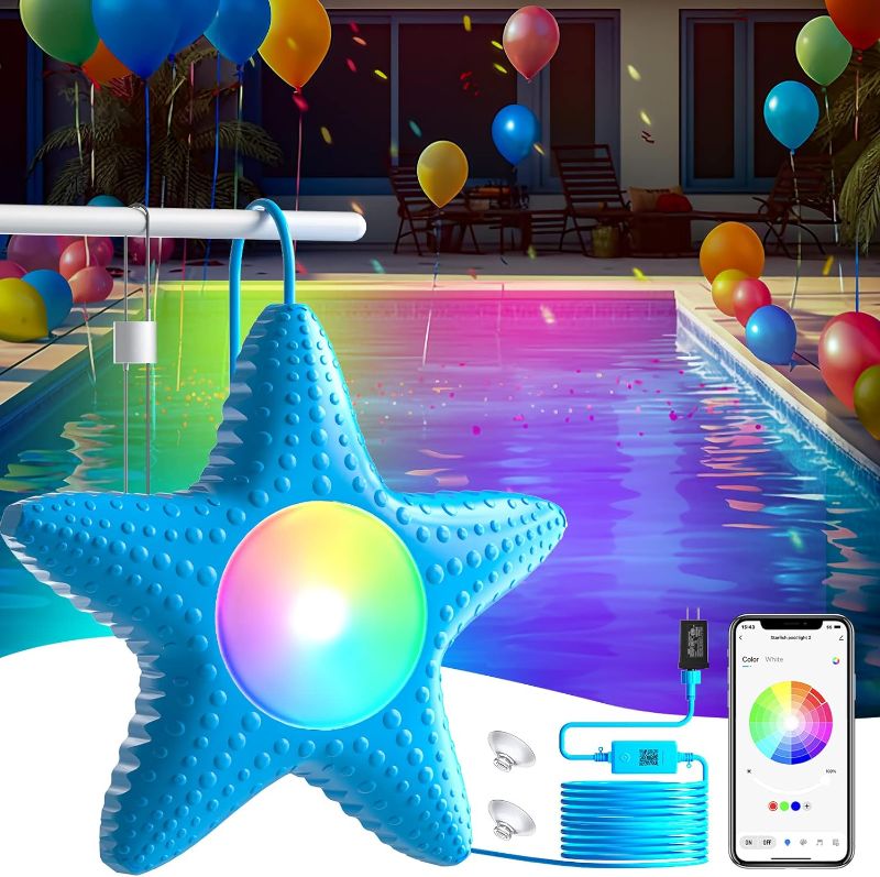 Photo 1 of *STOCK IMG AS REF* 2 PACK Starfish LED Pool Lights, 10W RGB LED Submersible Lights