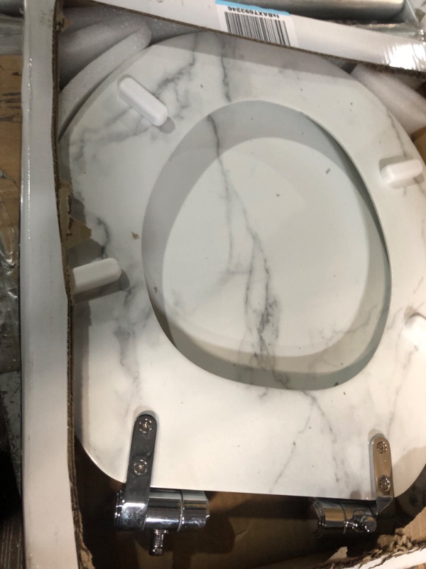 Photo 1 of ***USED - SCRATCHED - HARDWARE LIKELY MISSING***
Angel Shield Marble Toilet Seat Durable Molded Wood with Quiet Close,Easy Clean