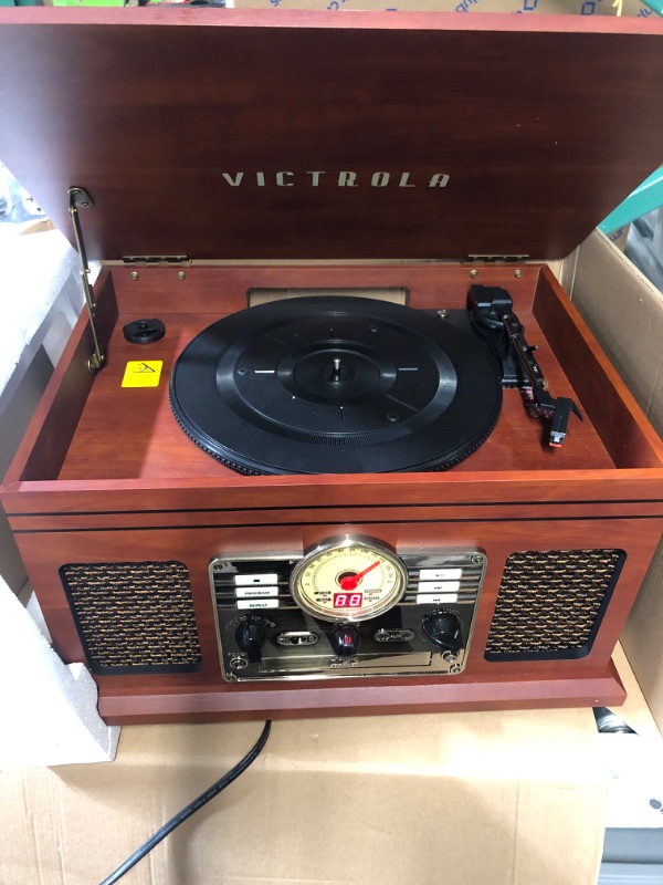 Photo 3 of **TURNS ON*NEEDS NEW NEEDLE***
Victrola Nostalgic 6-in-1 Bluetooth Record Player & Multimedia Center with Built-in Speakers