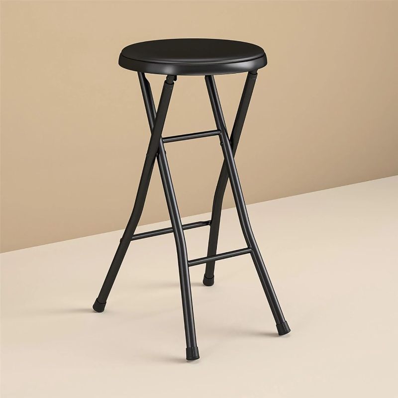 Photo 1 of *SEE NOTES*  Folding Stool, Heavy-Duty 24 Inch Collapsible Padded Round Metal Stool 