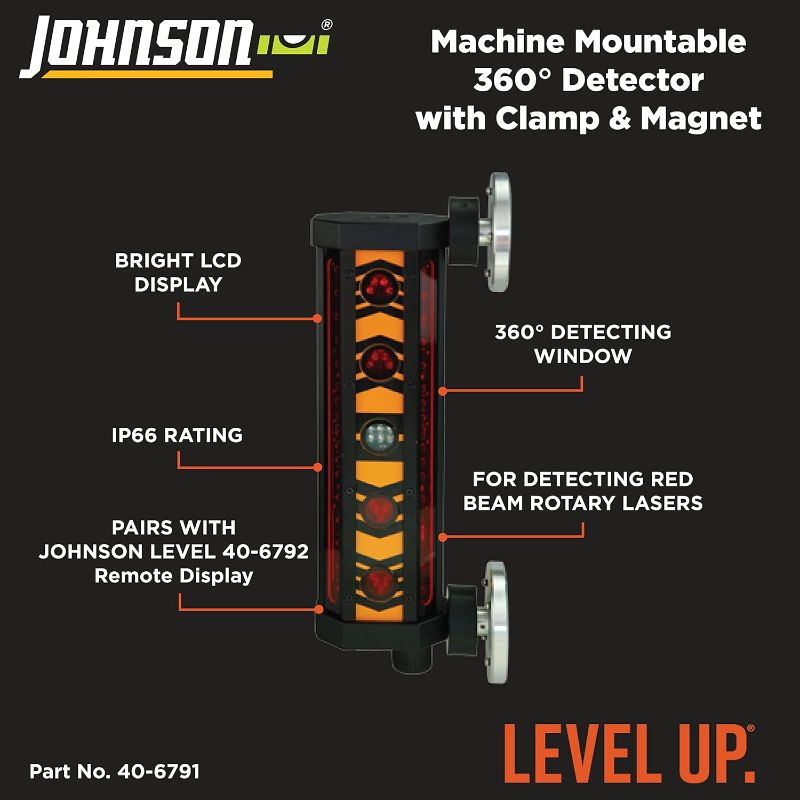 Photo 5 of (READ FULL POST) Johnson Level & Tool 40-6791 Machine Mountable 360 Degree Detector with Clamp and Magnet, 360°, Red Beam, 1 Laser Detector