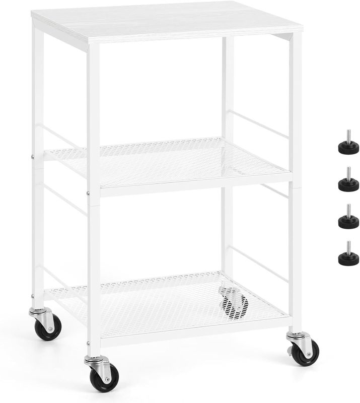 Photo 1 of 
ETELI Side Table 3 Tier End Table Small with Wheels Rolling End Side Table with Storage Shelves White Night Stand for Kitchen Bedroom Bathroom Office