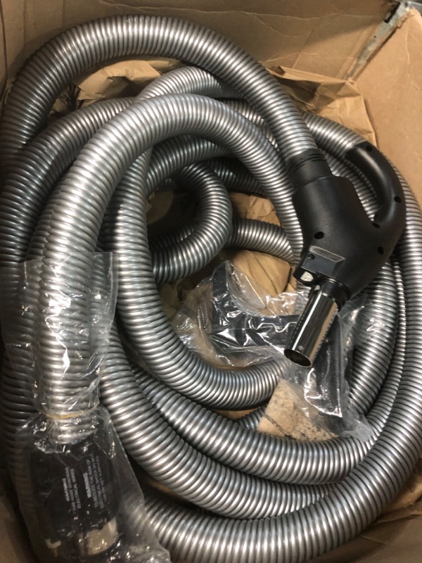 Photo 2 of ***USED - UNKNOWN LENGTH***
Cen-Tec Systems Central Vacuum Universal Connect Electric Hose with Recessed Handle and Hanger, Silver (97173)