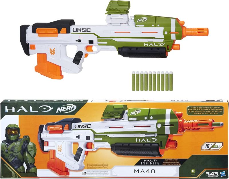 Photo 3 of *GUN ONLY* NERF Halo MA40 Motorized Dart Blaster -- Includes Removable 10-Dart Clip