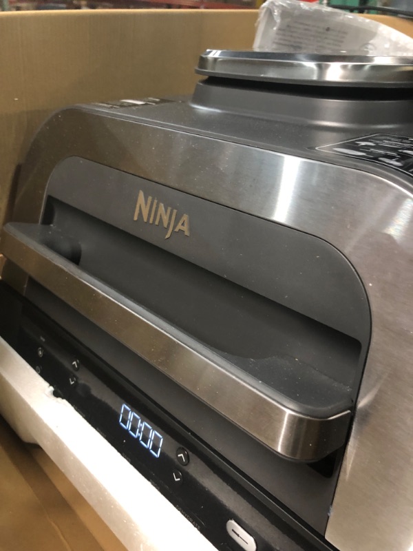 Photo 1 of Ninja DG551 Foodi Smart XL 6-in-1 Indoor Grill with Air Fry, Roast, Bake, Broil, & Dehydrate, Foodi Smart Thermometer, 2nd Generation, Black/Silver Ninja Foodi Smart XL Grill + Thermometer 2nd Generation