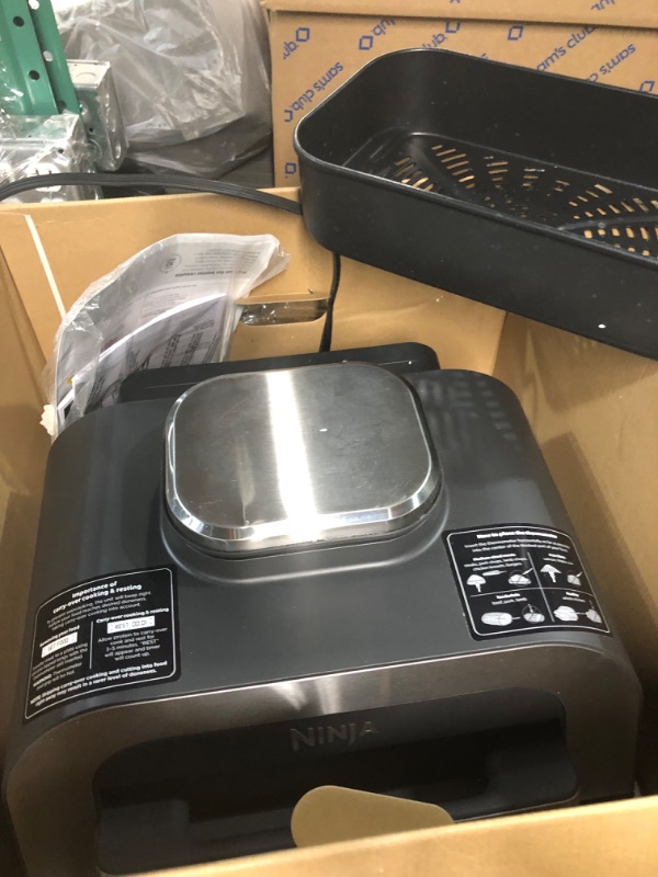 Photo 1 of Ninja DG551 Foodi Smart XL 6-in-1 Indoor Grill with Air Fry, Roast, Bake, Broil, & Dehydrate, Foodi Smart Thermometer, 2nd Generation, Black/Silver Ninja Foodi Smart XL Grill + Thermometer 2nd Generation