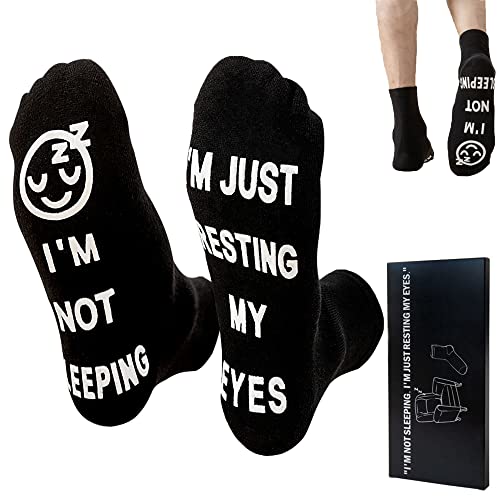 Photo 1 of ModernStyle Dad Gifts for Christmas Birthday Gifts for Dad IM NOT SLEEPING IM JUST RESTING MY EYES SOCKS