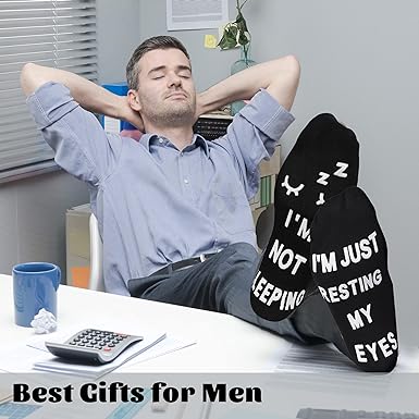 Photo 1 of ModernStyle Dad Gifts for Christmas Birthday Gifts for Dad IM NOT SLEEPING IM JUST RESTING MY EYES SOCKS