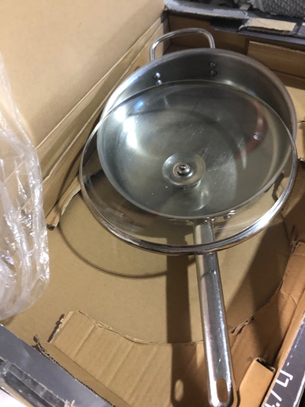 Photo 1 of ***NONREFUNDABLE - NOT FUNCTIONAL - FOR PARTS ONLY - SEE COMMENTS***
Cooking Pan With Lid, Silver Color, With Handle, 10 Inch Diameter