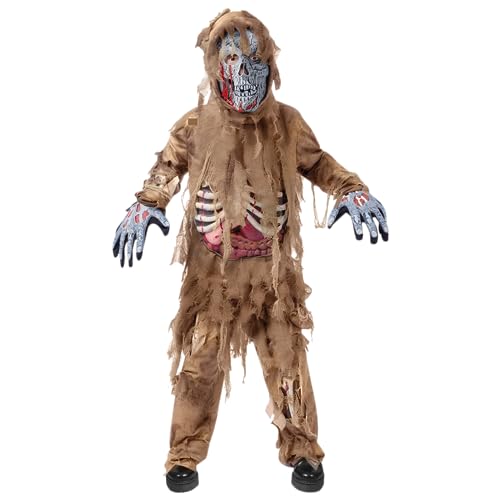 Photo 1 of Spooktacular Creations Swamp Skeleton Living Dead Costume, Brown Zombie Costume for Halloween Kids Monster Role-Playing-XL(12-14yr)