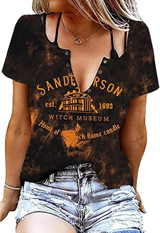 Photo 1 of *NON-REFUNDABLE* Sanderson Sisters Bed and Breakfast Funny Letter Print Tee Shirts Cute Short Sleeve Graphic Tees Casual Loose Tops