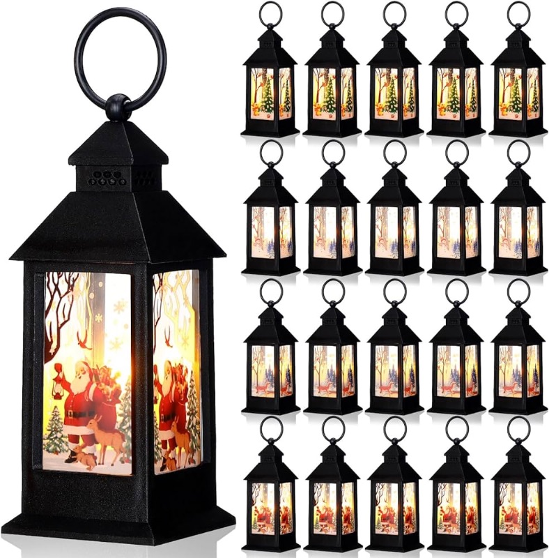 Photo 1 of 24 Pcs Christmas Decorative Lantern with LED Candle Christmas Mini Vintage