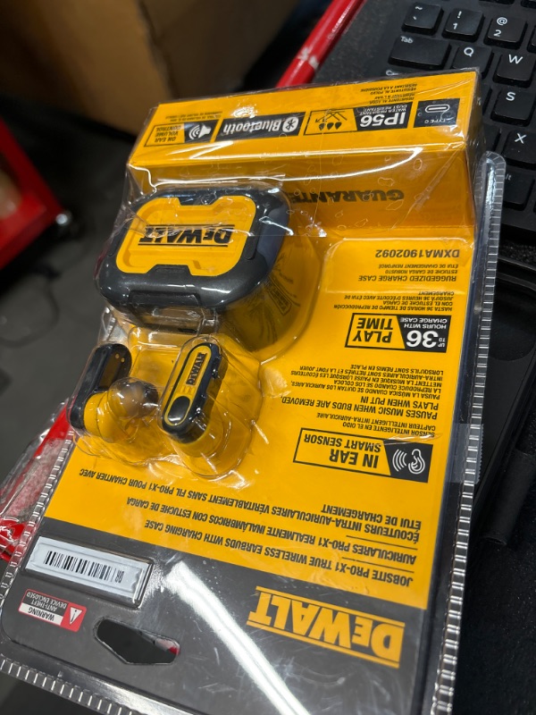 Photo 2 of DEWALT True Wireless Bluetooth Earbuds — TWS Bluetooth Headphones — Wireless Earbuds with Type C Charging Case — Waterproof Wireless Earphones — Jobsite Pro-X1 Premium Sound for Outdoor Work