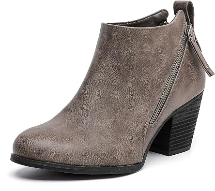 Photo 1 of *SIMILAR TO STOCK* 
Luoika Women's Wide Width Ankle Boots, Extra Wide Mid Heel Side Zipper Booties. SIZE 8XW BROWN