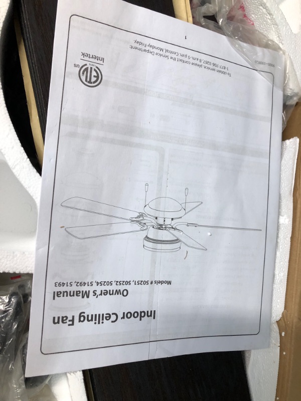 Photo 2 of ****PARTS ONLY/MISSING HARDWARE****Portage Bay 50251 Hugger 52" Matte Black West Hill Ceiling Fan with Bowl Light Kit