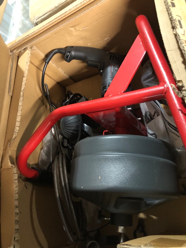 Photo 2 of **PARTS ONLY NO REFUNDS** 100Ft x 3/8 Inch Drain Cleaner Machine 370W, Auto-feed Electric Drain Auger with 6 Cutters, Glove, Drain Auger Cleaner Sewer Snake 100FT X 3/8"