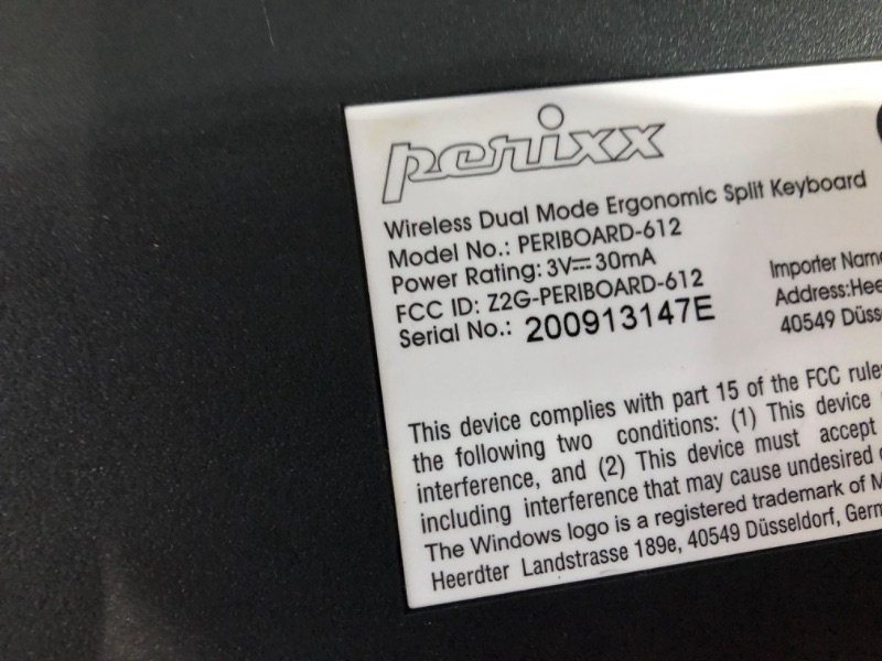 Photo 3 of Perixx Periboard-512 Ergonomic Split Keyboard - Natural Ergonomic Design - Black - Bulky Size 19.09"x9.29"x1.73", US English Layout Wired Black Keyboard