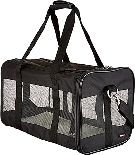 Photo 1 of Amazon Basics Soft-Sided Mesh Pet Travel Carrier for Cat, Dog, Large, Black, 19.7 x 10.2 x 11.2 inches (LxWxH)
