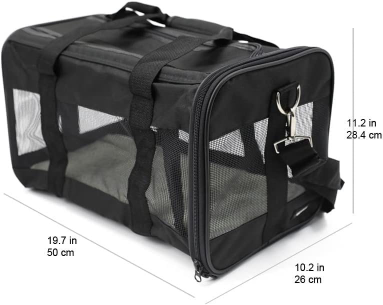 Photo 4 of (READ FULL POST) Amazon Basics Soft-Sided Mesh Pet Travel Carrier for Cat, Dog, Large, Black, 19.7 x 10.2 x 11.2 inches (LxWxH)
