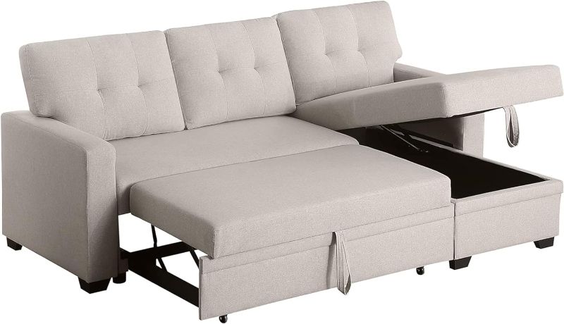 Photo 1 of ***BOX 3 OF 3 ONLY*** Devion Furniture Contemporary Reversible Sectional Sleeper Sectional Sofa with Storage Chaise in Beige Fabric
