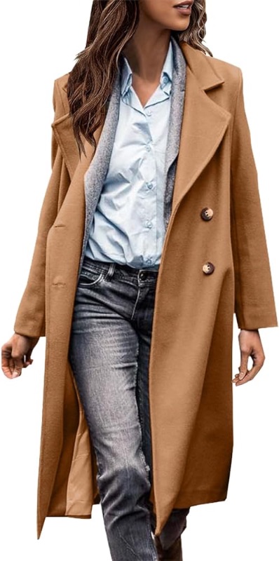 Photo 1 of Danedvi Womens Double Breasted Peacoats Natch Lapel Collar Jacket Winter Long Trench Coat