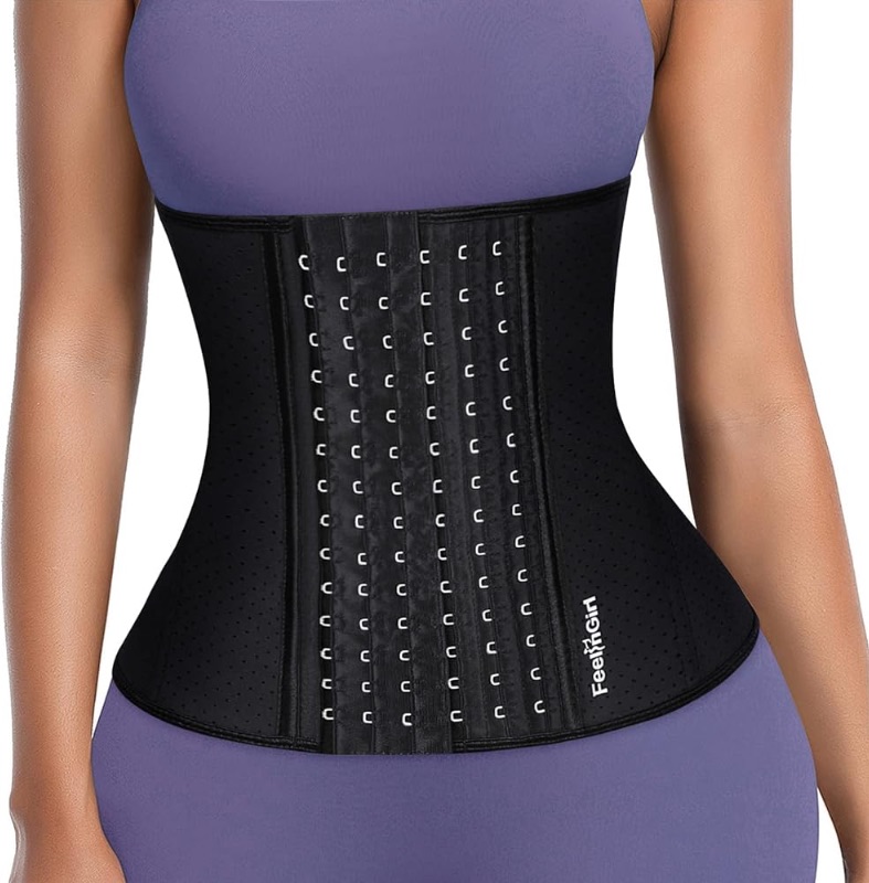 Photo 1 of FeelinGirl Latex Waist Trainer for Women Waist Cincher Breathable Girdle Waist Trimmer Workout Hourglass Body Shaper