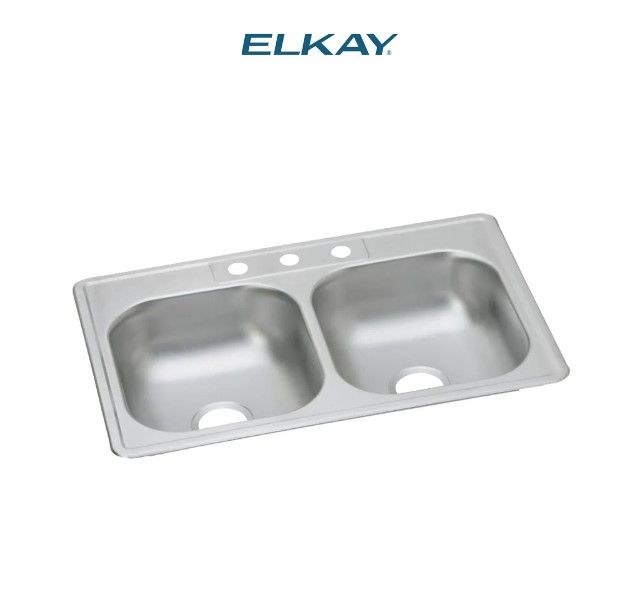 Photo 1 of (READ FULL POST) Elkay Dayton 33" Drop In Double Basin Stainless Steel Kitchen Sink
