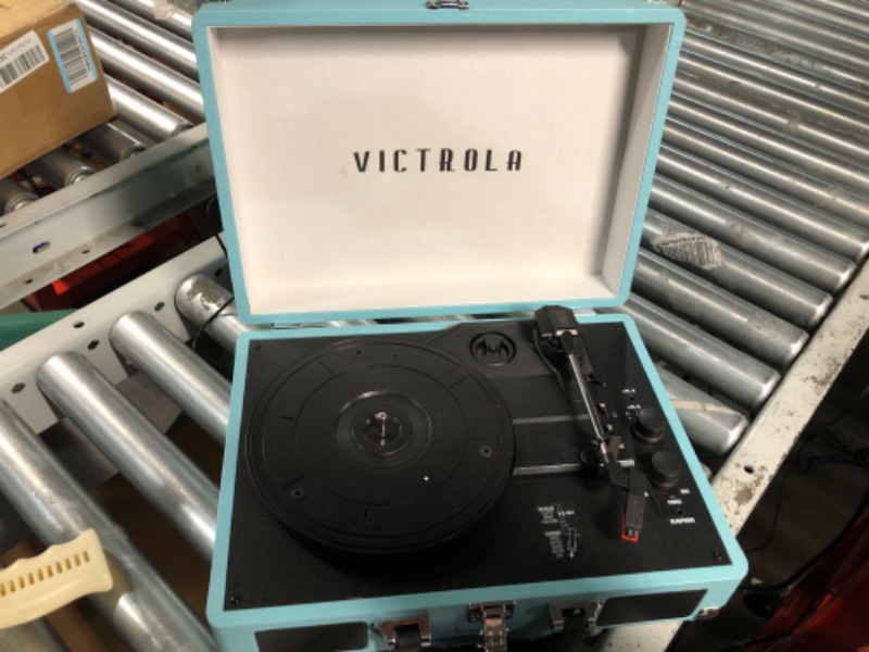 Photo 2 of ***NO PACKAGING - USED AND DIRTY - SCRATCHED - POWERS ON - UNABLE TO TEST FURTHER***
Victrola Vintage 3-Speed Bluetooth Portable Suitcase Record Player with Built-in Speakers VSC-550BT