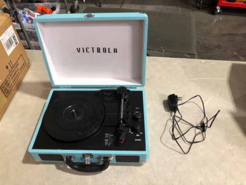 Photo 6 of ***NO PACKAGING - USED AND DIRTY - SCRATCHED - POWERS ON - UNABLE TO TEST FURTHER***
Victrola Vintage 3-Speed Bluetooth Portable Suitcase Record Player with Built-in Speakers VSC-550BT