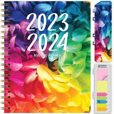 Photo 1 of Planner 2024 Daily Weekly Monthly Teacher Planner, Academic Hardcover Planner DEC 2023 - DEC 2024, 13-Month School Organizer, 5.5"x8.5", Spiral Notebook with Stickers, Inner Pocket, Coated Tabs Color Flower B MEDIUM: 5.5" x 8"