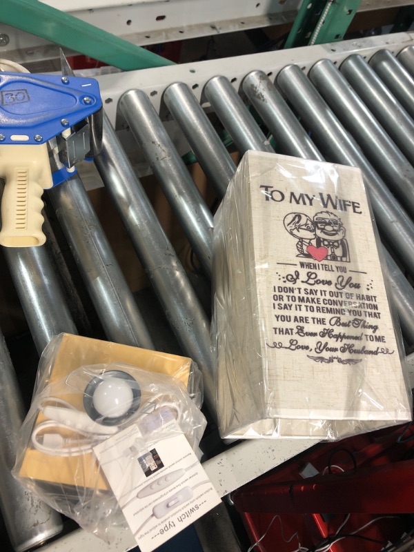 Photo 1 of Customized Engraved Bedside Table Lamp - Modern Square Fabric Nightstand Lamp for Wife Valentine's Birthday Christmas Gifts (for Wife)