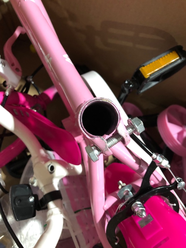 Photo 7 of ***DAMAGED - MISSING PARTS - SEE COMMENTS***
Elevon Dinos Kids Bike Kids Bicycle with Removable Training Wheels and Basket 12 Inch, Pink