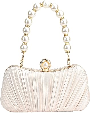 Photo 1 of Menurra Clutch Purse Satin Pearl Evening Bag Handbag Chain Strap Shoulder Bag