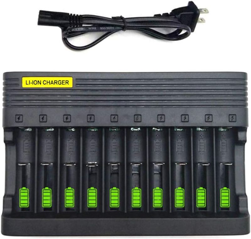 Photo 1 of 10-Slot Charger for 3.7/4.2V 14500 16340 18650 Li-ion Batteries Universal for Smart Intelligent Charging