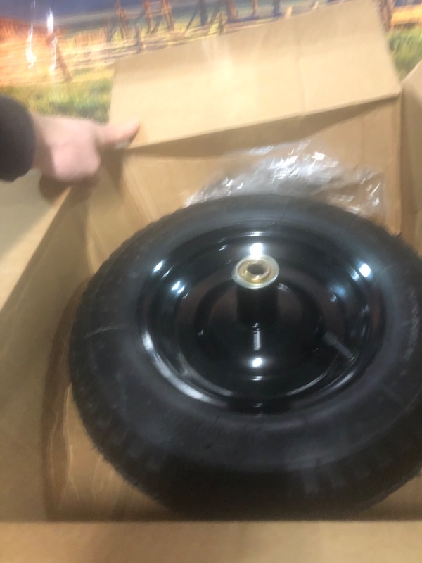 Photo 3 of GICOOL 14.5" Tire and Wheel, 3.50-8 Wheelbarrow Pneumatic Tire, with 6" Centered Hub, 5/8" Axle Bore Hole, Sealed Bearings for Wheelbarrows 